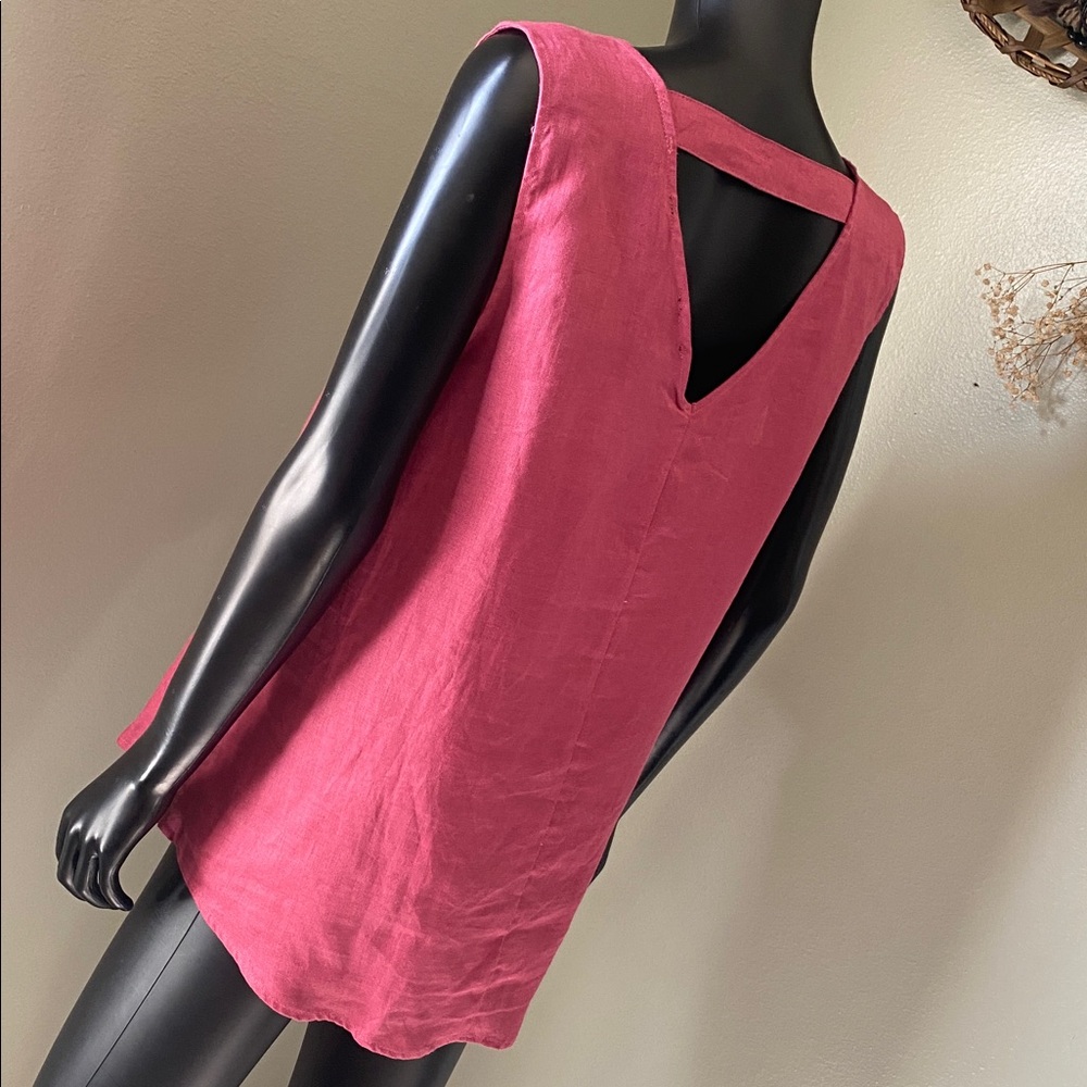 Harve Benard Pure Linen Blush Red Sleeveless Tank Top NWTs - Picture 6 of 10